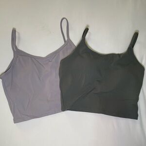 Set of Two Padded Camisole Tops in Gray and Dark Gray